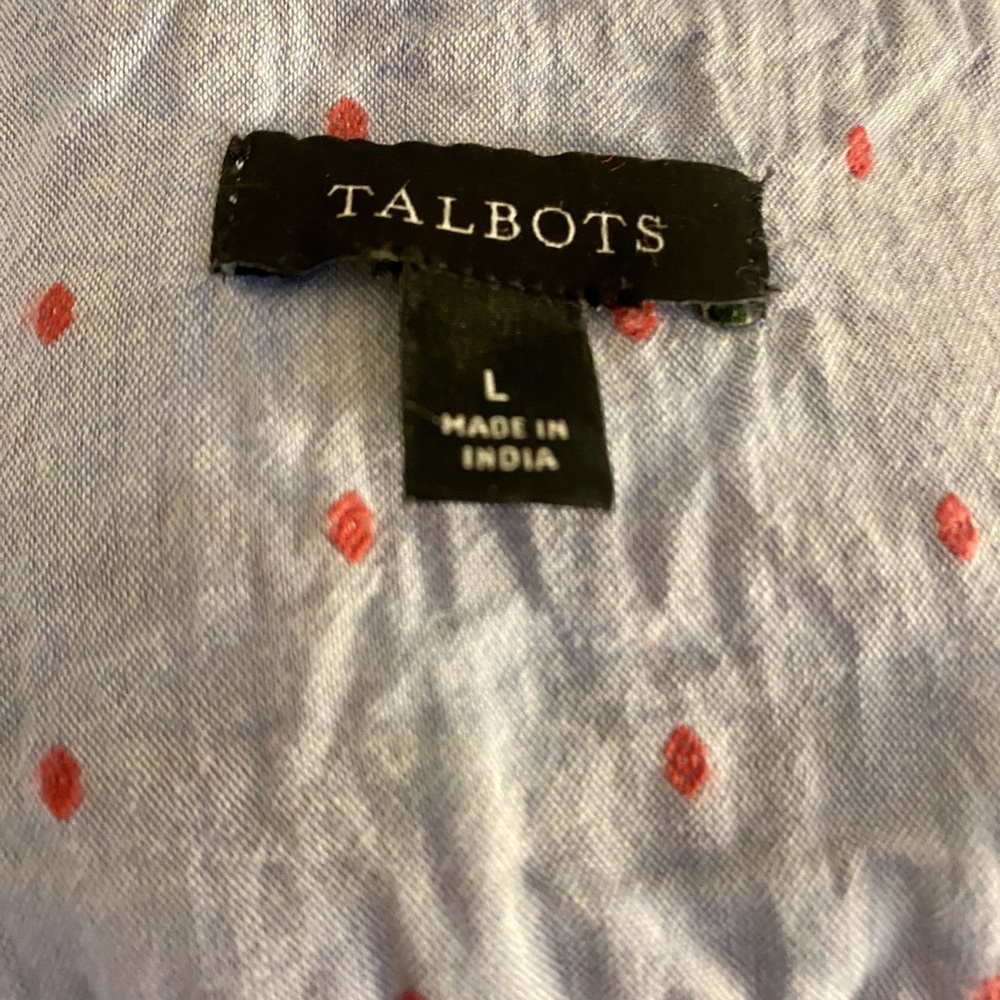 Talbots Floral Embroidered Blue Top, 100% Cotton - Picture 6 of 9